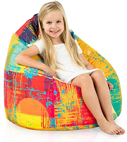 Italpouf Sitzsack L Kindersitzsack, Indoor, Sitzsack Sessel für Kinder, EPS Perlen Füllung, Abnehmbarer Bezug, Maschinenwaschbar, Kindersessel, Zertifiziert, Fresh