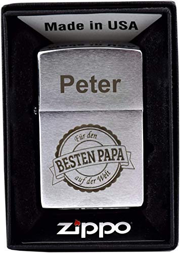 Zippo Feuerzeug mit Gravur - Geschenk für Papa/Bester Papa der Welt - Individuell - Geschenkidee - Vatertag
