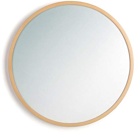 Wandspiegel Runder Holzakzent Wandwaschtisch Badezimmerspiegel Dekorativer Spiegel mit Holzrahmen 40-70 cm (15,7- 27,6) Glas Schminkspiegel