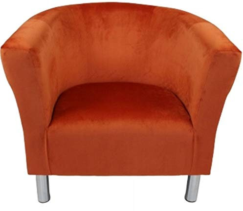 MartHome Club Trio Sessel, Gepolsterter Sessel Chromfüßen, Clubsessel, Cocktailstuhl Veloursstoff, Sitzsack, Plüsch Loungestuhl, Sessel Für Wohnzimmer/Wartezimmer/Bürosessel (Orange)
