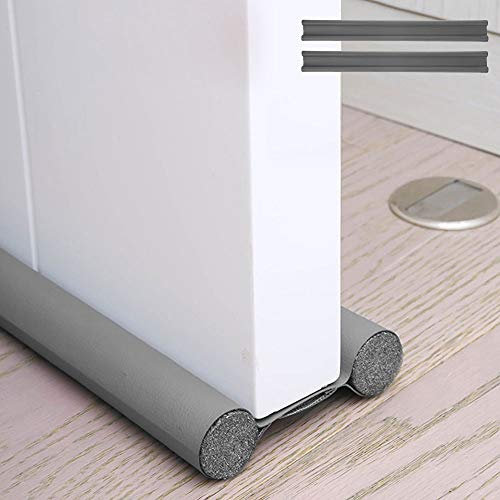 2Pcs Bas de Porte Double Isolant, Boudin de Porte Anti Froid, Boudin Porte Double Isolant, Boudin Protection Contre Courants d'air Anti Bruit, Joint de Porte Interieur Universel Etanche (Gris, 2Pcs)