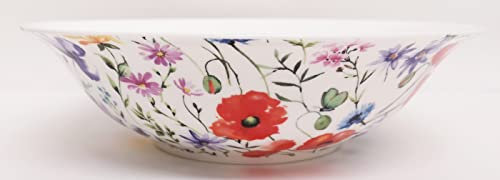 Wildflowers Meadow Large Bowl 9.5 24 cm Fine Bone China Salad Pasta Mixing Serving Multicolour Floral