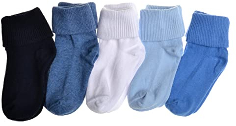 5 pairs of Plain Baby Socks - Roll Top Socks