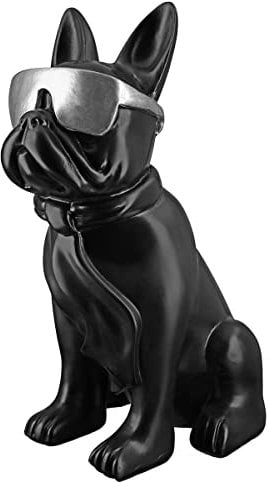 Casablanca Figur Skulptur Hund - Mops - schwarz mit Silberne Brille - Höhe 35 cm