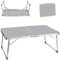 Qimu Niedriger faltbarer Campingtisch, leichter Aluminium-Picknicktisch, Laptop-Betttisch, tragbarer Schoß-Schreibtisch, für Picknick/Camping oder Frühstück, Lesen, Filme auf Bett/Couch (Weiß, 60 cm)
