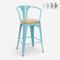 Produce Shop Hocker Industriedesign Bar Küche Stahl Wood Back Licht - Hellblau