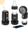 2023 Upgrade Solar Powered Camping Lantern with Fan, Flashlights Charging for Phone, USB Rechargeable & Repalceable Battery Collapsible & Portable for Emergency, Hurricanes, Power Outage, Storm