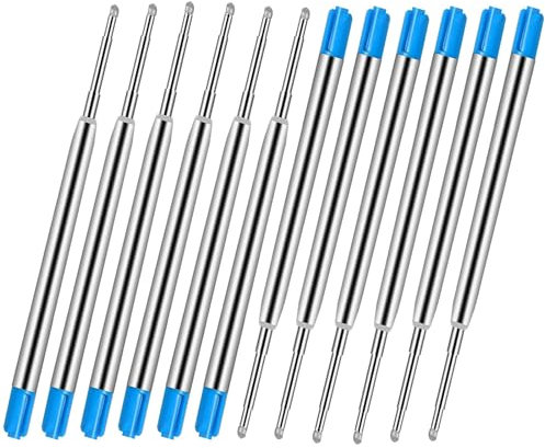 12 Stück Austauschbare Kugelschreiberminen,Ersatzminen für das G2-Format,Metall Kugelschreibermine mit Großraumminen Spitze, Kuliminen - Kugelschreiber Patrone (Blau)