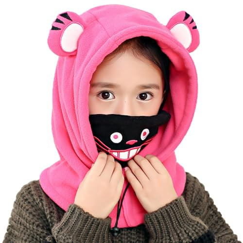 TAGVO Cagoule d'hiver pour Bébé Fille Garçon, Balaclava Casquette Polaire Mignon Animal, Thermique Bonnet Echarpe Hiver, Chaud Cache Oreilles Chapeaux Enfant Ski Snowboard pour Enfant 3 à 10