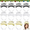 Giugio 12 Stück Happy New Year Haarreifen, 2025 Silvester Party Haarschmuck Zubehör Zubehör, Silvester Haarreif Krone Kopfbedeckung, Haarreifen Weihnachten Stirnband für Erwachsene und Kinder