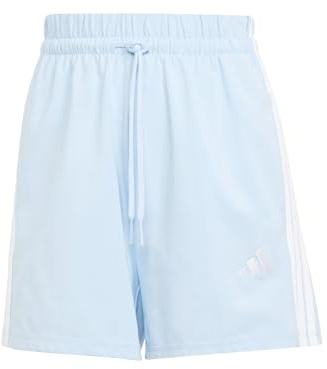 adidas Damen Essentials 3-Stripes Cotton Shorts, Glow Blue/White, L