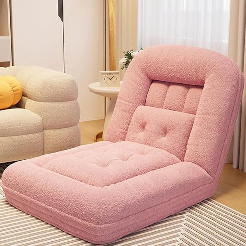 Umwandelbarer Boden-Sofa-Stuhl, Klapp-Couch-Bett, Gäste-Chaiselongue, 5-fach verstellbare Matratze, Couch für Erwachsene, zusammenklappbar, faules Sofa, abnehmbar, Rosa, 190 x 95 cm