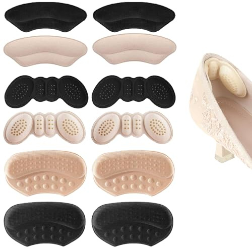 Fersenpolster Antirutsch 6 Paar, Selbstklebend für zu große Schuhe | Schuhpolster Fersenhalter weich, Schuheinlagen Schwamm flexibel, gegen Reibung für High Heels Stiefel Frauen Männer