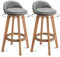 Lot de 2 Tabourets de Bar Gris, Chaises de Bar de Comptoir de Cuisine avec Siège en Tissu Rembourré, Pieds en Bois Massif, Tabourets de Bar Rotatifs à 360° Chaises Hauts de Salle à Manger (73cm)