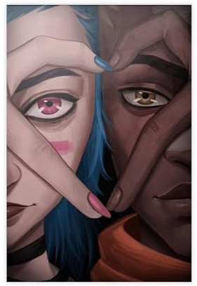 Arkanes Poster, Jinx und Ekko Leinwandposter, Schlafzimmer-Dekor, Sportlandschaft, Büro, Raumdekoration, Geschenk, ungerahmt, 30 x 45 cm