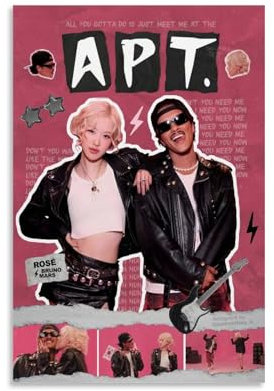 Zhailliu Bruno Poster Mars Apt. Musiklied, Retro-Collage, Vintage-Cover, Musikposter für Zimmer, ästhetische Leinwand, Wandkunst, Schlafzimmerdekoration, 30 x 45 cm