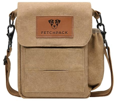 FETCHPACK Dog Walking Bag with Poo Bag Dispenser - Easy Access Dog Treat Pouch for Training - Adjustable Shoulder Strap, Inner Compartment and Handy Side Pocket