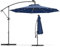 KOMFOTTEU Sombrilla Solar de Jardín con Luces LED, Parasol de Terraza con Manivela para Rotación de 360°, Inclinable, Paraguas de Mrcado de 300 cm x 230 cm, Base Cruzada (Azul marino)