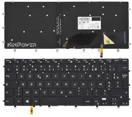 KINPOWER Clavier Azerty Français Compatible avec Dell XPS 15 7590 9550 9560 Rétro-éclairage