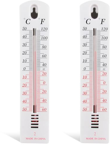 2Pcs Wall Thermometer, Outdoor Indoor Thermometer for Greenhouse Room