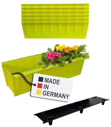 BURI 6 Euro-Paletten Blumenkästen-Einsätze inkl. Bewässerungsmatte | 37,3cm Hellgrün | Pflanzkasten für Europalette Palette | Balkonkasten | Blumentopf | aus stabilen Kunststoff | Made in Germany