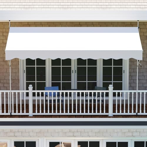RELAX4LIFE Tenda da Sole per Esterno con Morsetto senza Forare, Telaio Telescopico, Telo Anti-UV, Altezza e Inclinazione Regolabile, Ideale per Balcone e Terrazzo (Beige, 400x180cm)