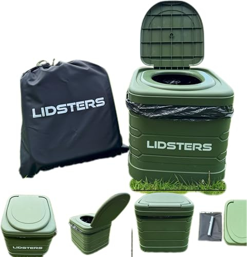 Lidsters XXL PORTABLE LOO TOILET Foldable + Bags Carp Fishing Overnight Green