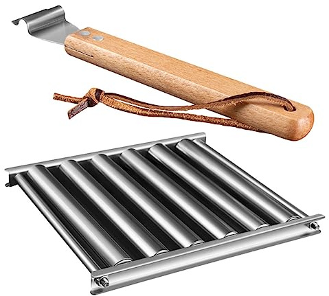 ZUNOXAZ Wurstroller aus Edelstahl und Holz für Camping, Garten und Reise