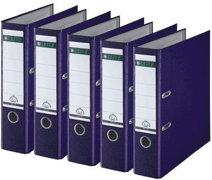 Leitz 1010 Aktenordner, Kunststoff, breit, mit patentierter 180°-Präzisionsmechanik, 5er Sparpack | 8cm Breit, nachtblau, 1