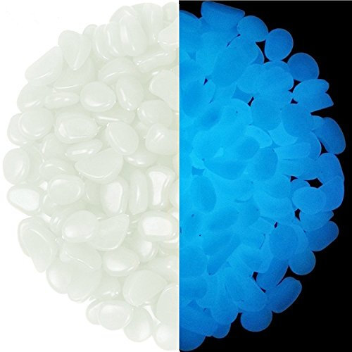 Style Chic 300 Pcs Brillent dans Le Noir Galets de Jardin, Jardinage Lumineux Glow Pierres extérieur Décor Lumineux Eau Fish Tank Gravier Blanc