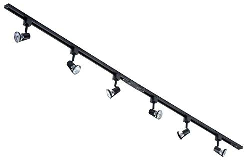 LITECRAFT Kitchen Track Light with Harlem Fixture & GU10 LED Bulbs - (Black, 2M 6 Light)