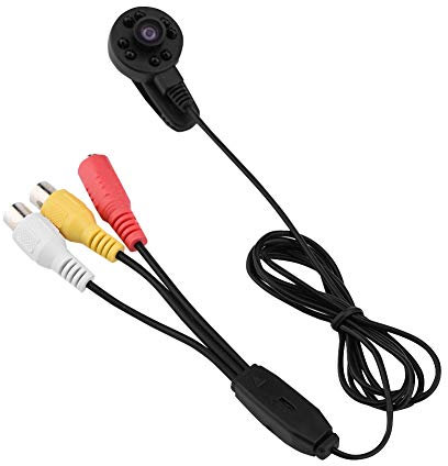 Cámara HD Impermeable de Gran Angular de 170°, 8 LED Infrarrojos, Visión Nocturna, Audio y Vídeo, FPV, Micro Cámara de Seguridad PAL y AV Analógica, Negro
