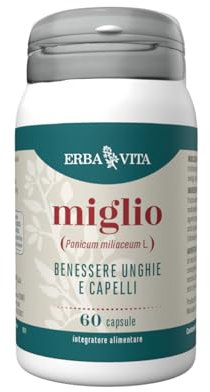 ERBA VITA Integratore Alimentare di Miglio - 60 Capsule - Formula potenziata utile per capelli e unghie