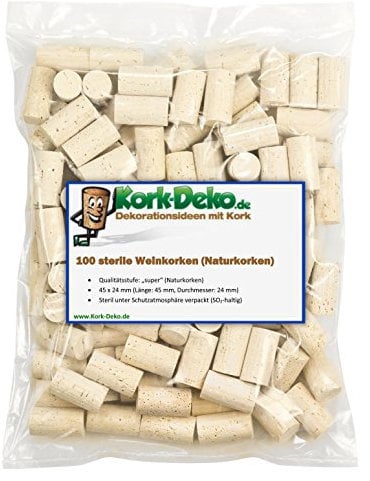 Sterile Wein-Korken 45x24 mm | 3 Qualitätsstufen zur Auswahl: Naturkorken/Presskorken/kolmatierte Korken | Wein-Korken als Flaschen-Verschluss Zum Verschließen von Weinflaschen