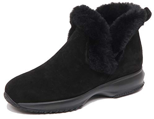 HOGAN F5606 Sneaker Donna Black Interactive Slip on Scarpe Eco Fur Shoe Woman [35]