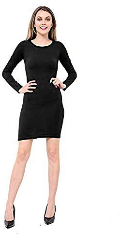 GW CLASSY OUTFIT Women Ladies Cap Sleeve Bodycon Long Sleeve Bodycon & Swing Dresses Casual, Dance, Skater Party Tops UK Size 8-26 (XXXL 24-26, Black Body CON Long Sleeve)