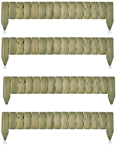1M Log Roll Border Fixed Picket Fence Panel Edge Garden Patio Outdoor Lawn Edging