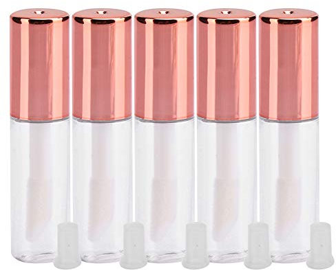 yuytee Lipgloss-Tuben, 10 Stück 1,2 ml Lipgloss-Tuben, kleine Lippenstift-Tuben zum Selbermachen, Kosmetikbehälter mit Verschluss (Roségold)