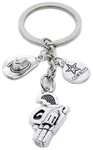 Schlüsselanhänger Schmuck Verschluss Zulieferer EP5007 Pistole Pistole Revolver Tags Cap Hut Cowboy silberfarben antik-optik