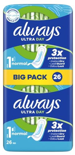 Always Ultra Sanitary Towels Normal Non-Winged (Size 1) Value Pack 26CTx8
