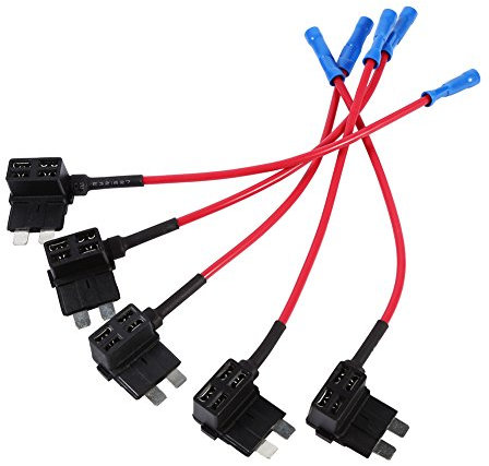 Adaptador de circuito adicional para automóvil, 5 piezas Adaptador de grifo de fusible de circuito adicional para automóvil estándar profesional Piggy Back Soporte de caja de fusibles de hoja