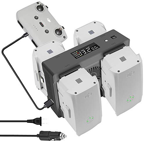 Hanatora Air 2S, Mavic Air 2 Wand- und Auto-Ladegerät, kompatibel mit DJI Air 2S, Mavic Air Batterie, 5 in 1 Rapid Multi Parallel Ladehub Drohne Zubehör