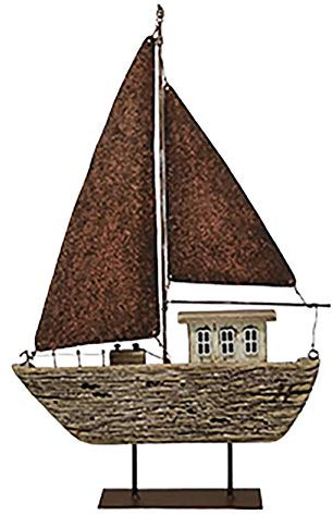 maritime Holz Serie Shabby ┼ Deko - Nautic ┼ WAL - Walbild - Walflosse ┼ Holz-Segelboot mit Metallsegeln ┼ exklusive Artikel (Schiff/Boot)