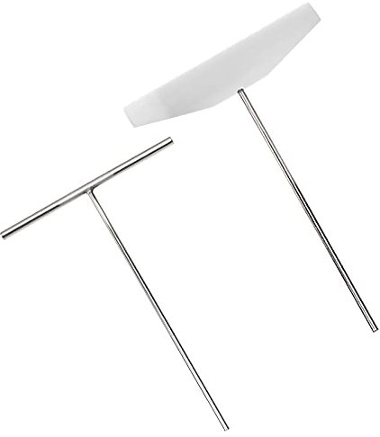 Lilithye Crepe Spreader and Spatula Kit Stainless Steel Crepe Batter Spreader Tool Metal 7 Inch T Shape Crepe Maker(2Pcs Large)