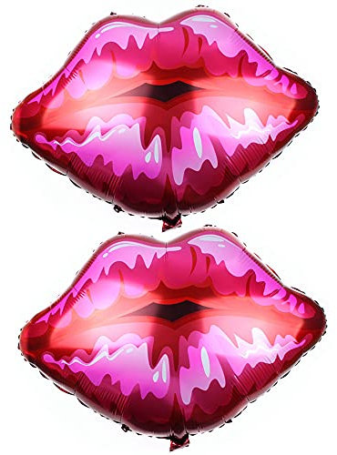 ANCLLO 2 x Luftballons mit Kusslippen – große rote Lippen, Luftballons für Valentinstag, Hochzeit, Heiratsantrag, Verlobung, Dekoration