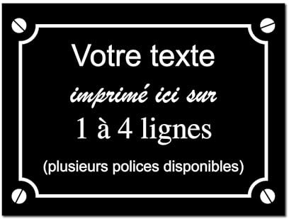 Plaque de rue décorative en aluminium Personnalisée pour intérieur et extérieur 20x15cm Noir