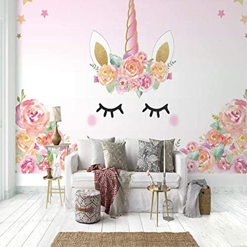Papier Peint 3D Intissé Dessin Animé Mignon Licorne Chambre D'Enfants Papier Peint Panoramique 3D Moderne Décoration Murale