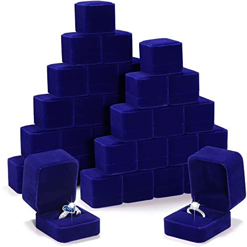 36 Stück Samt-Ringschatulle für Hochzeitszeremonie, Verlobungsring, Box für Geschenk, Hochzeitsring, Schmuckschatulle, Displaybox für Antrag, Ringetui für Hochzeit, Geburtstag, Jahrestag (Königsblau)
