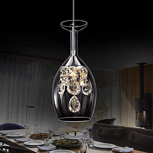 Modern Creative Crystal Ceiling Lamp Wine Glasses LED Pendant Light Glass Chandeliers Pastoral Cafe Bar Living Room Cafe Restaurant Dining Room Decor Droplight Fitting