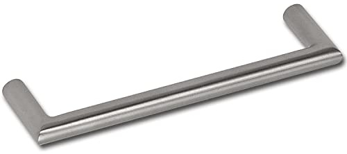 GRIMME 08 6904 20 Schrankgriff Brian Möbelgriff, Breite 138 mm Schubladengriff Edelstahl gebürstet, Silber, Lochabstand 128 mm
